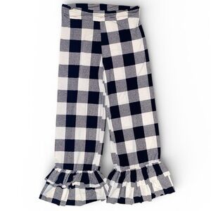HEIMISH USA Buffalo Check Stretch Leggings Ruffled Hem in Black White Size 12*